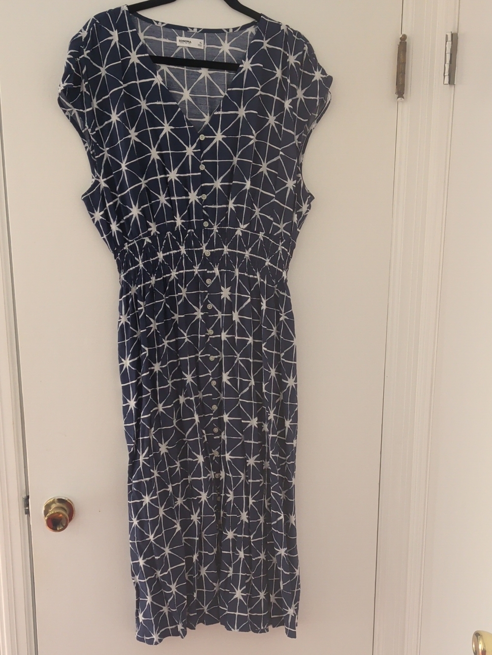 Women's Navy Patterned Midi Dress